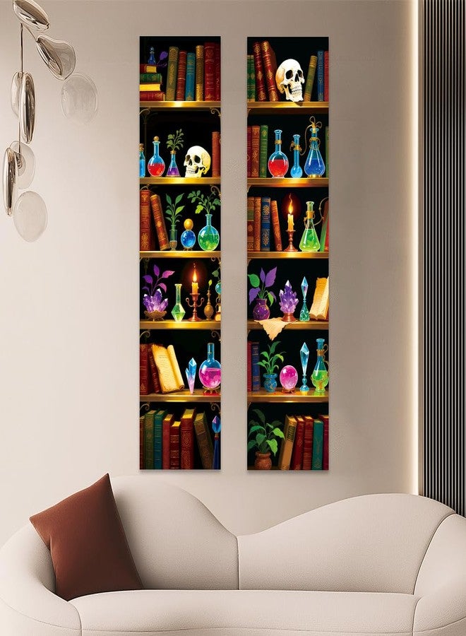 ACRNIGHEET 2 Pcs Black Light Tapestry Magic Bookshelf Trippy Blacklight Tapestry Art Wall Decor UV Reactive Blacklight Posters Aesthetic Room Wall Hanging Backdrop for Bedroom Home Decoration - Image 5